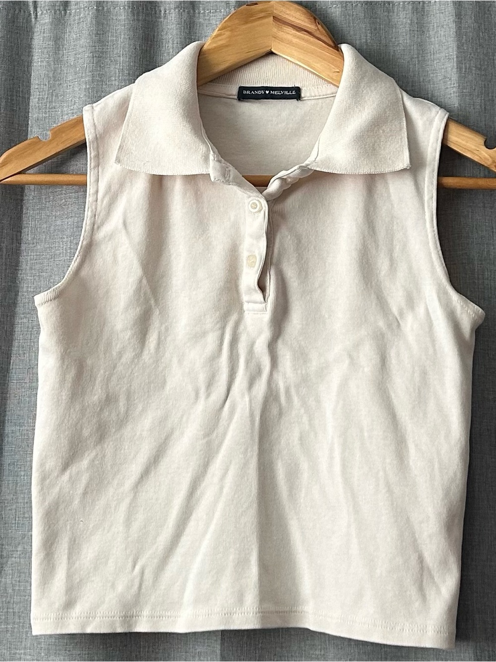 Brandy Melville Cream Sleeveless Polo Tank